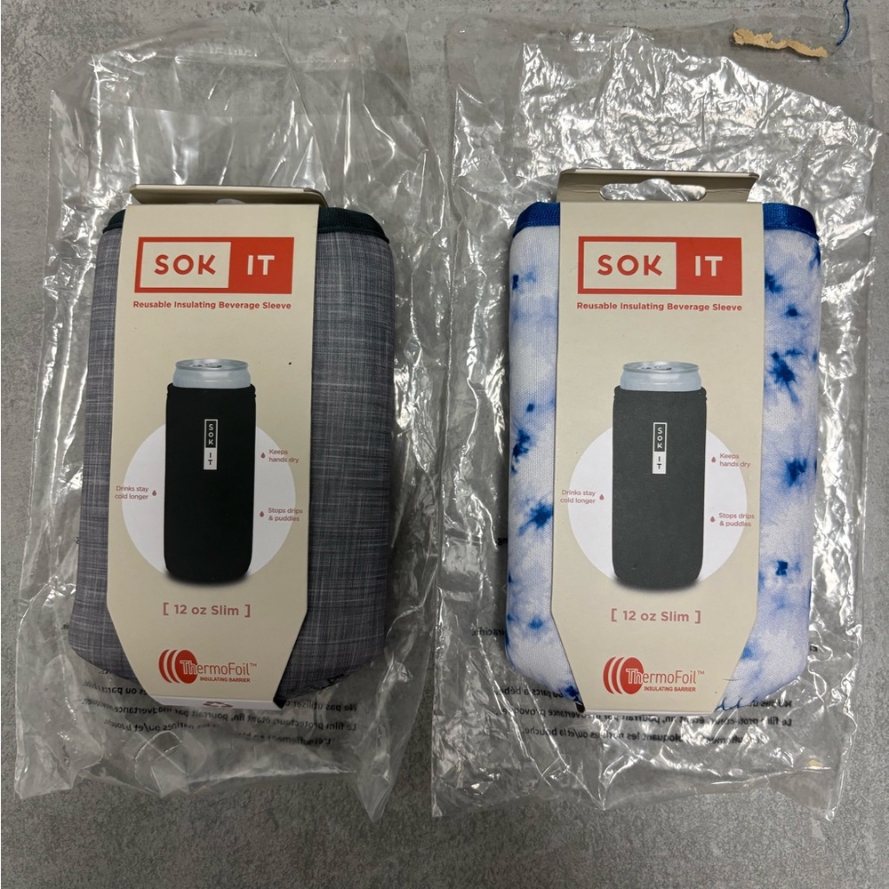 🚫SOLD🚫 Insulating Beverage Sleeves - Gray and Blue
